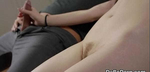  Natural teen spreads slim vagina and gets deflorated
